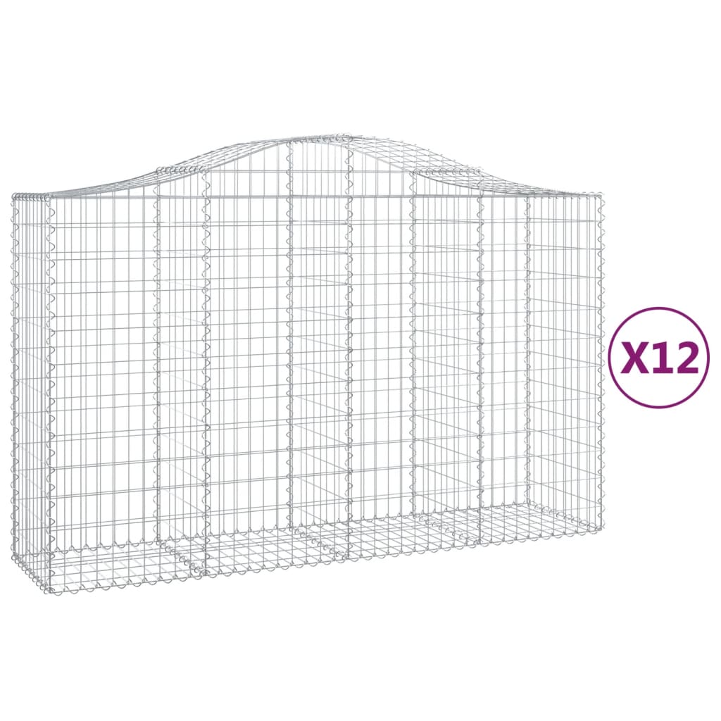 Lučne gabionske košare 12kom 200x50x120/140cm pocinčano željezo