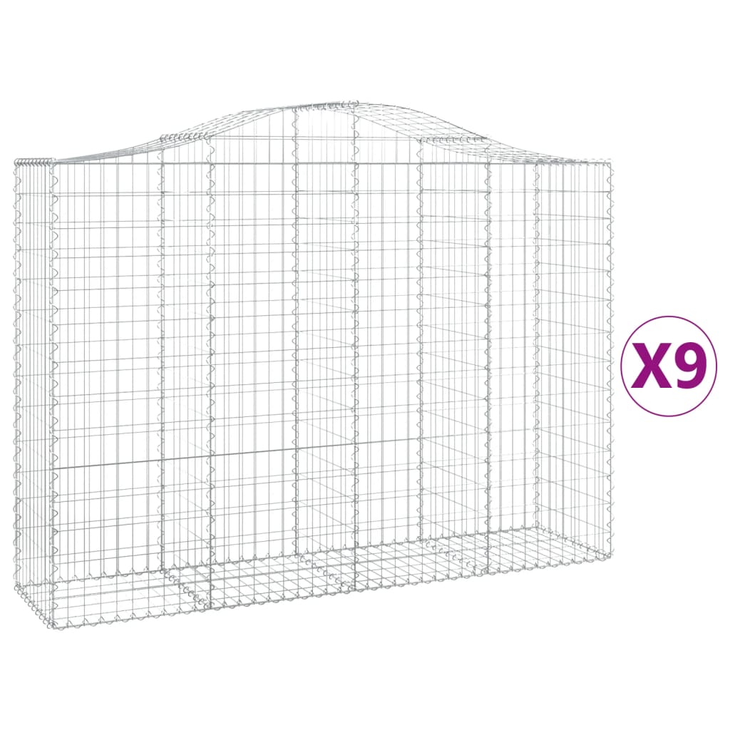 Lučne gabionske košare 9 kom 200x50x140/160cm pocinčano željezo