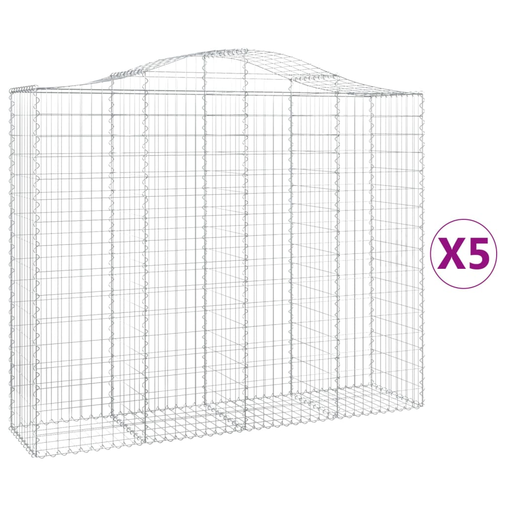 Lučne gabionske košare 5 kom 200x50x160/180cm pocinčano željezo