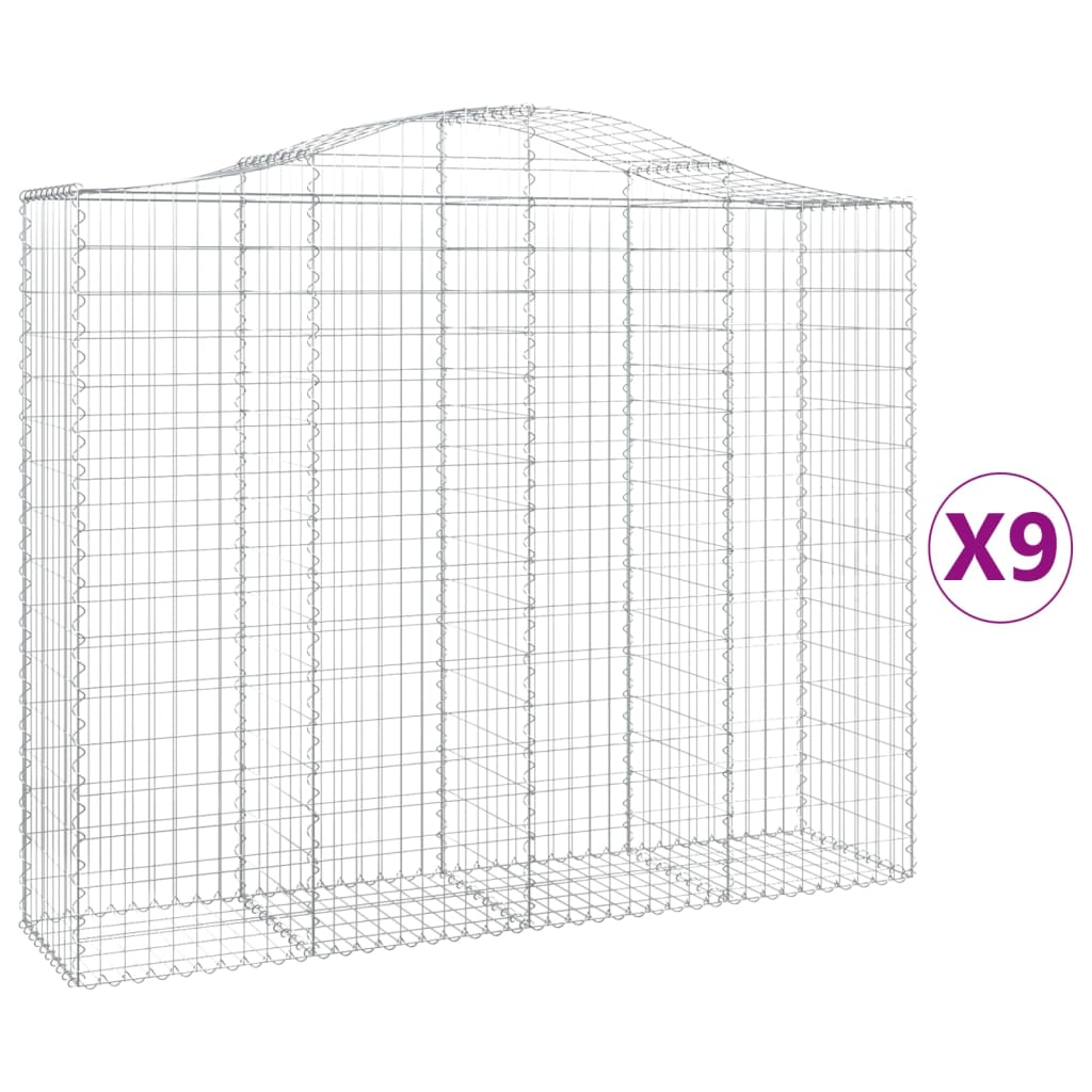 Lučne gabionske košare 9 kom 200x50x160/180cm pocinčano željezo