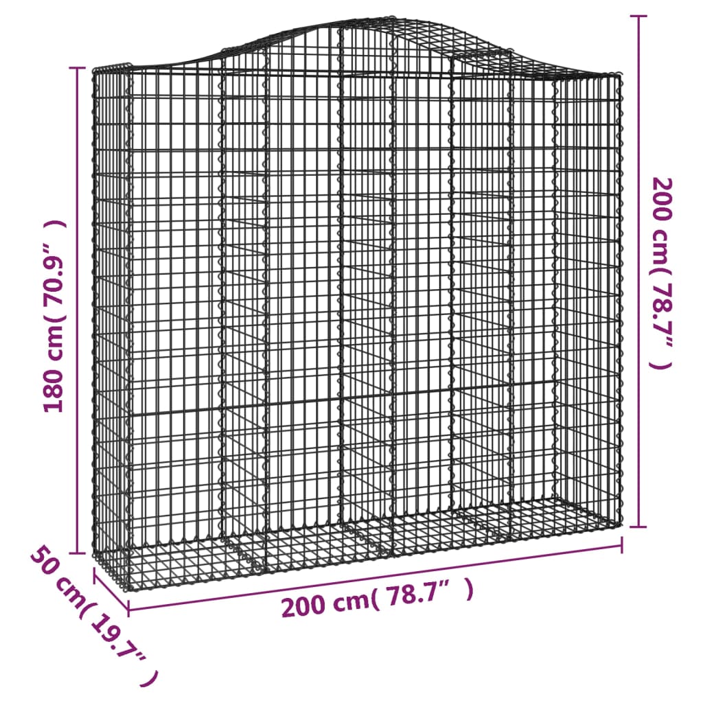 Lučne gabionske košare 4 kom 200x50x180/200cm pocinčano željezo