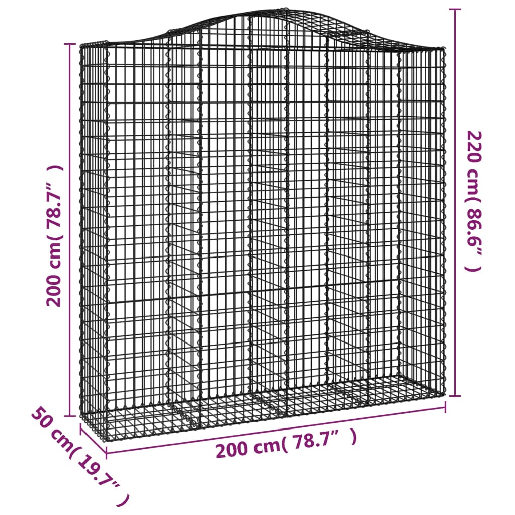 Lučne gabionske košare 5 kom 200x50x200/220cm pocinčano željezo