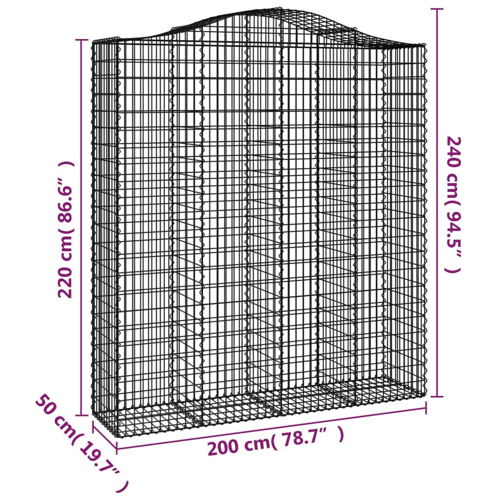 Lučne gabionske košare 6 kom 200x50x220/240cm pocinčano željezo
