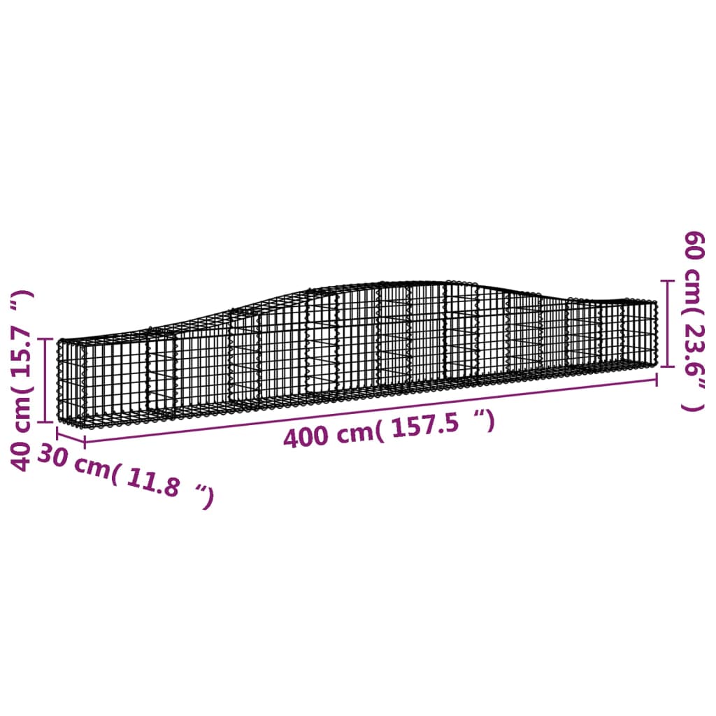 Lučne gabionske košare 20kom 400x30x40/60 cm pocinčano željezo