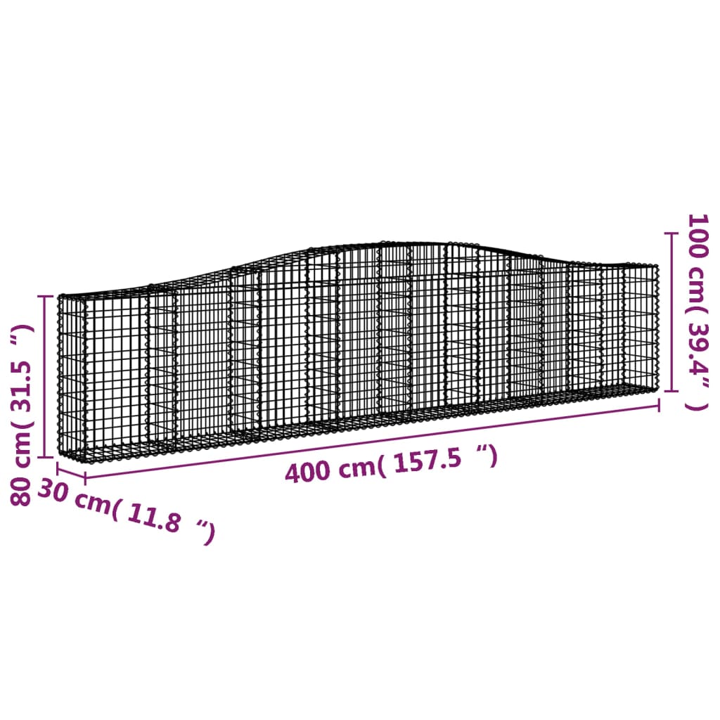 Lučne gabionske košare 20 kom 400x30x80/100cm pocinčano željezo