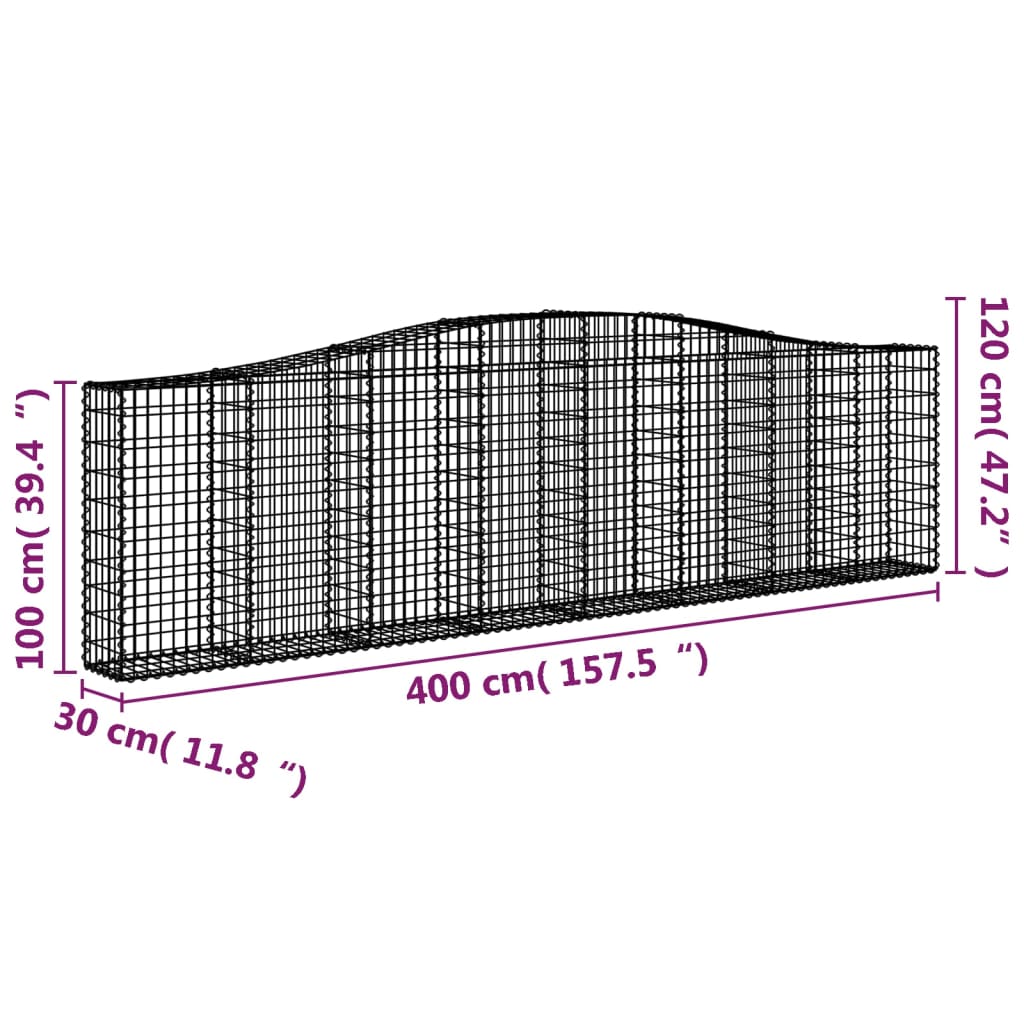 Lučne gabionske košare 3 kom 400x30x100/120cm pocinčano željezo
