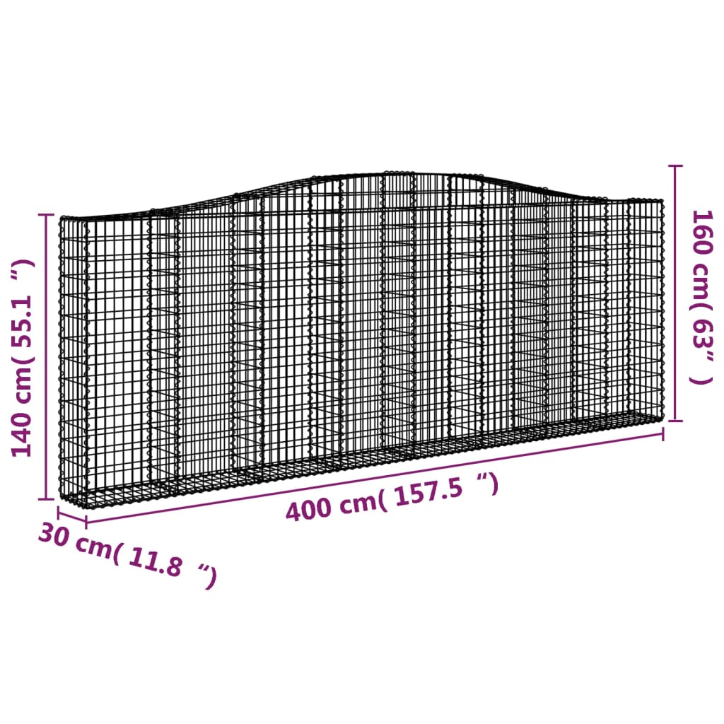 Lučne gabionske košare 9 kom 400x30x140/160cm pocinčano željezo