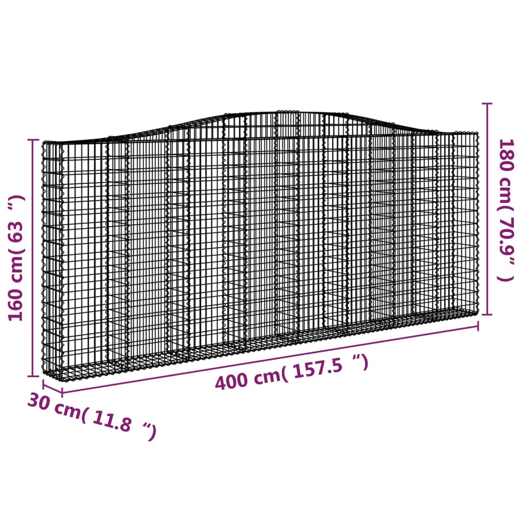 Lučne gabionske košare 2 kom 400x30x160/180cm pocinčano željezo