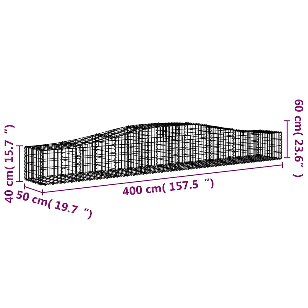 Lučne gabionske košare 4 kom 400x50x40/60 cm pocinčano željezo