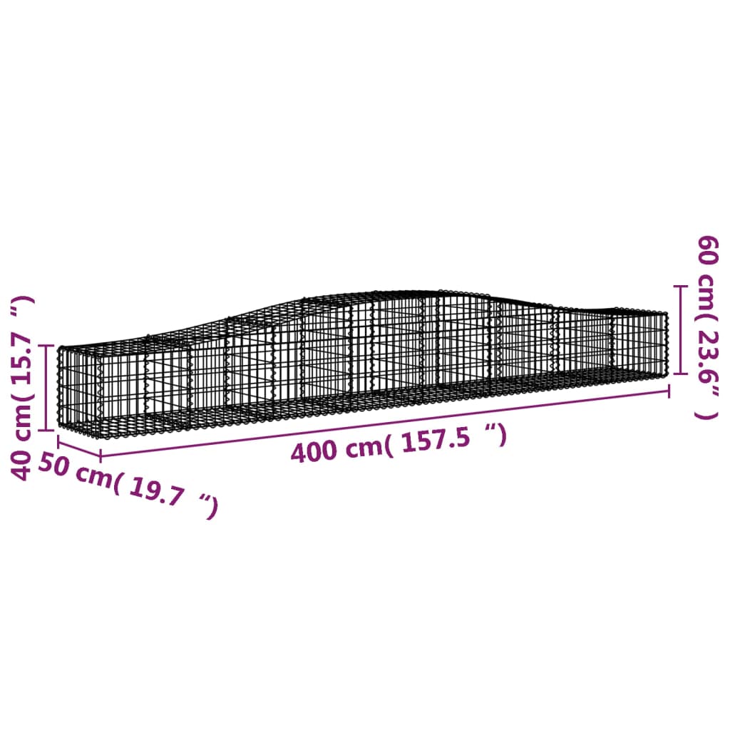 Lučne gabionske košare 9 kom 400x50x40/60 cm pocinčano željezo