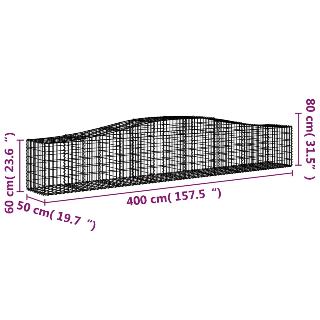 Lučne gabionske košare 4 kom 400x50x60/80 cm pocinčano željezo