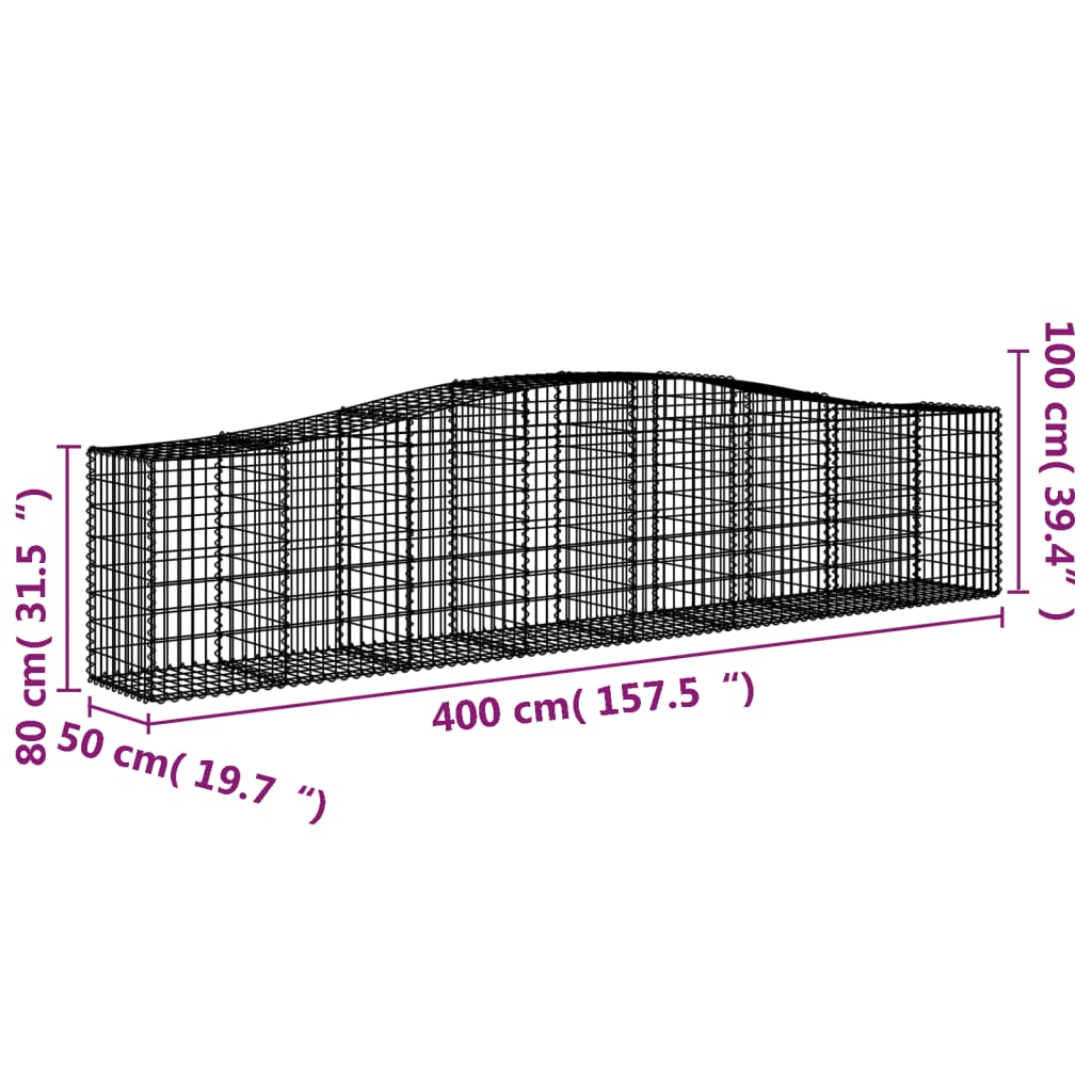Lučne gabionske košare 2 kom 400x50x80/100 cm pocinčano željezo