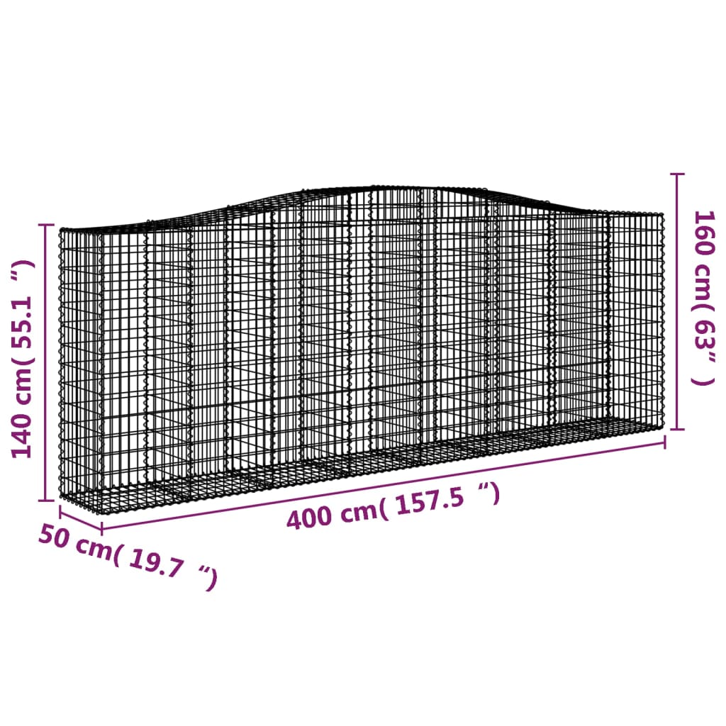 Lučne gabionske košare 6 kom 400x50x140/160cm pocinčano željezo