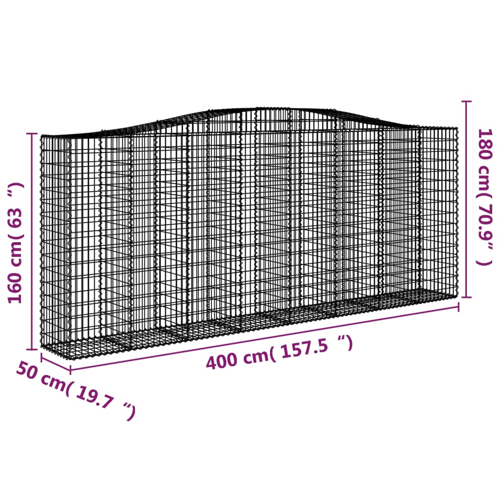 Lučne gabionske košare 5 kom 400x50x160/180cm pocinčano željezo