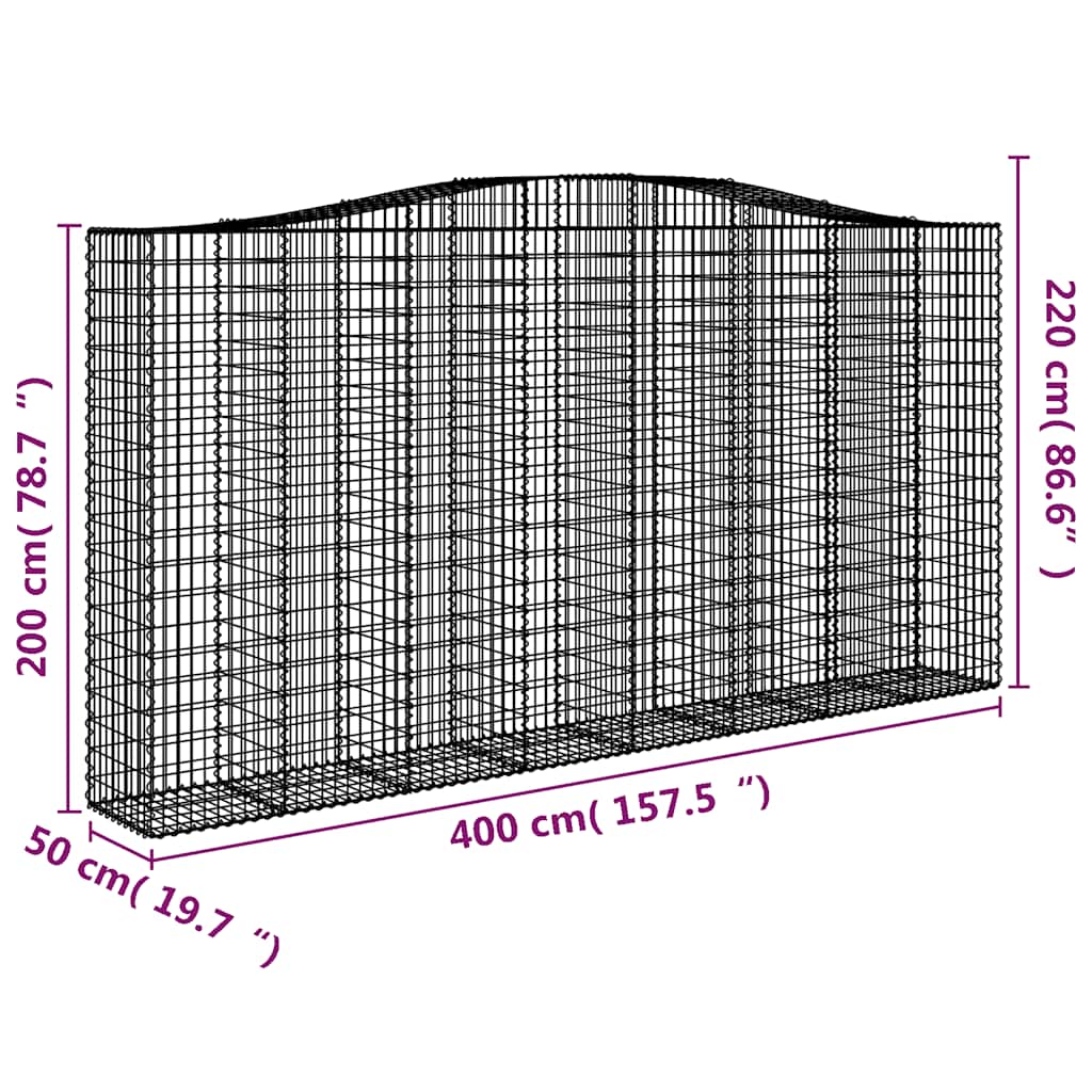 Lučne gabionske košare 3 kom 400x50x200/220cm pocinčano željezo