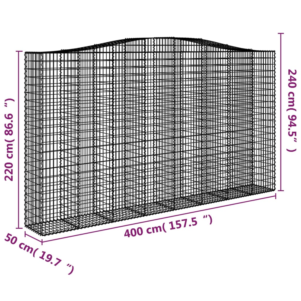 Lučne gabionske košare 4 kom 400x50x220/240cm pocinčano željezo