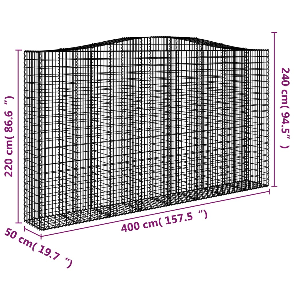 Lučne gabionske košare 7 kom 400x50x220/240cm pocinčano željezo