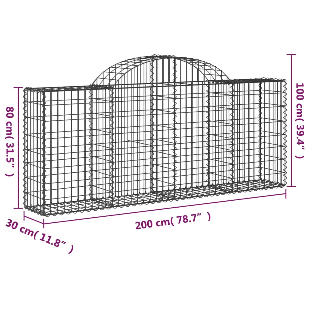 Lučne gabionske košare 9 kom 200x30x80/100 cm pocinčano željezo