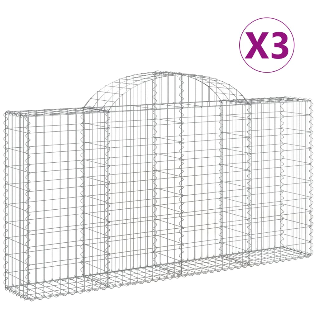 Lučne gabionske košare 3 kom 200x30x100/120cm pocinčano željezo