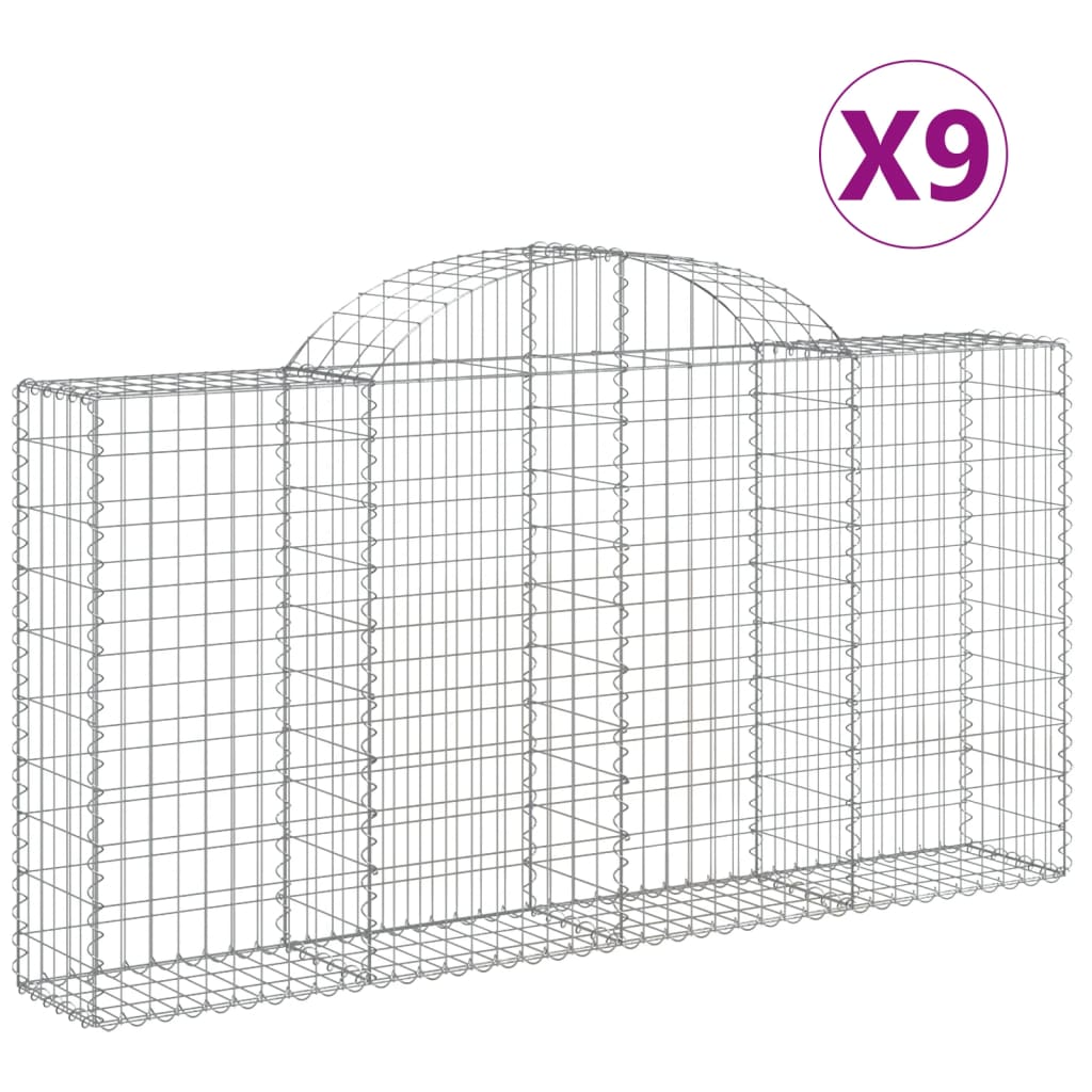 Lučne gabionske košare 9 kom 200x30x100/120cm pocinčano željezo