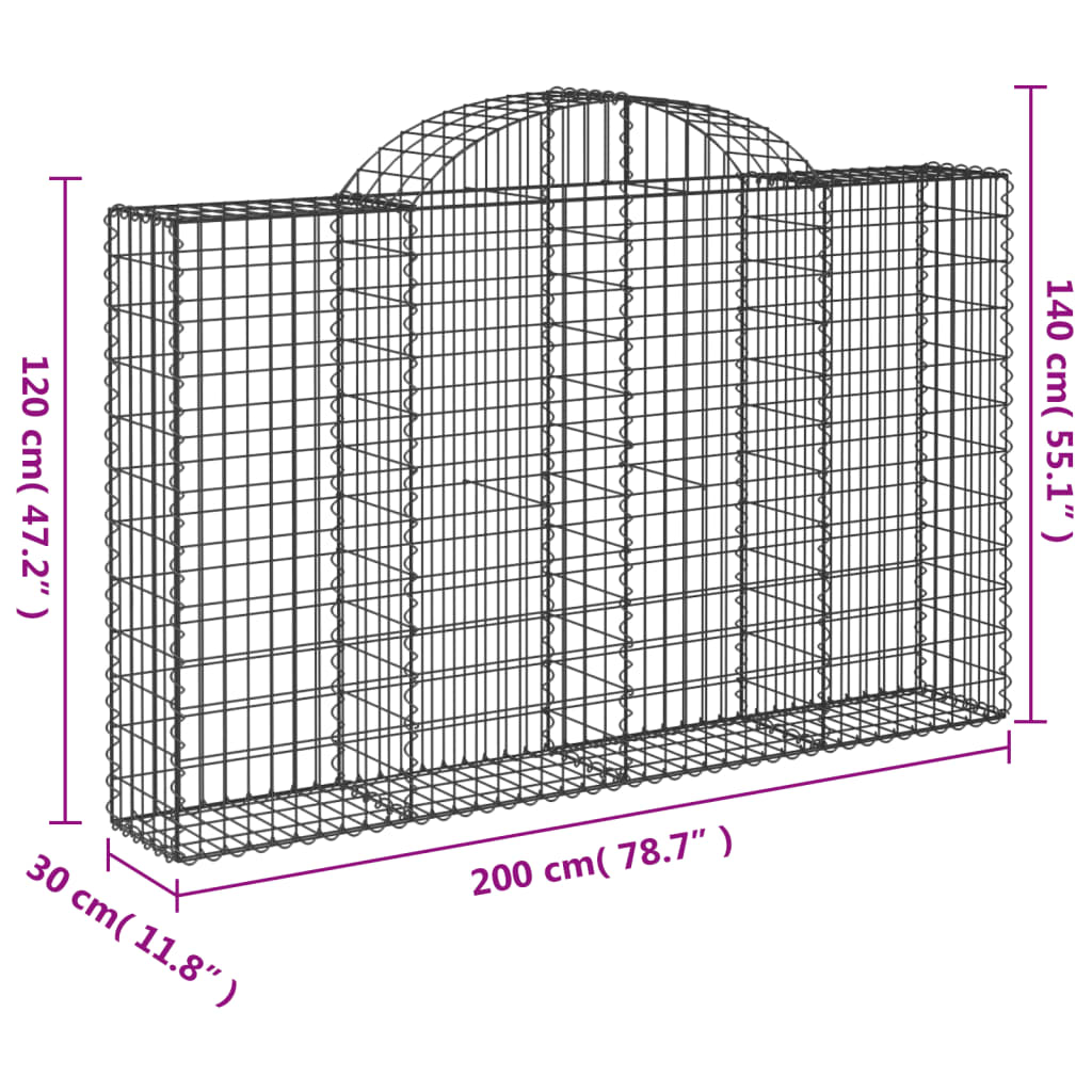 Lučne gabionske košare 4 kom 200x30x120/140cm pocinčano željezo