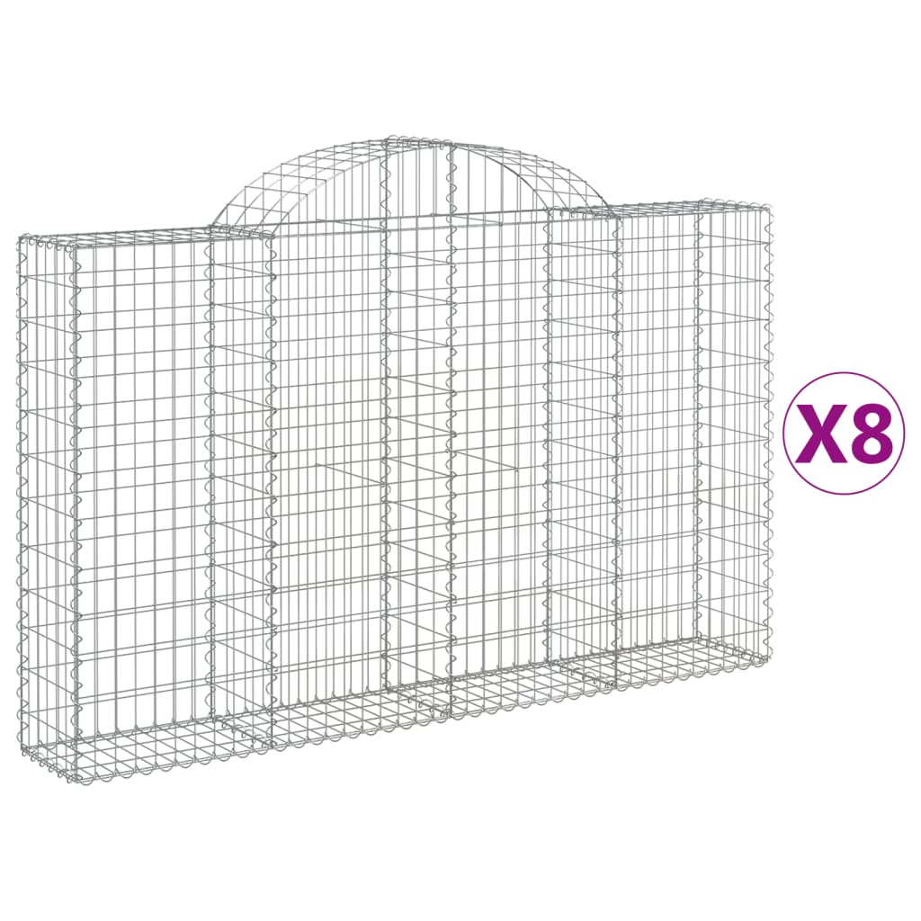 Lučne gabionske košare 8 kom 200x30x120/140cm pocinčano željezo