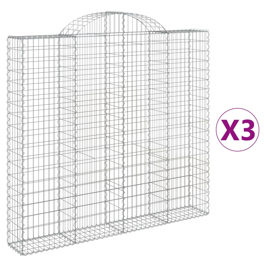 Lučne gabionske košare 3 kom 200x30x180/200cm pocinčano željezo