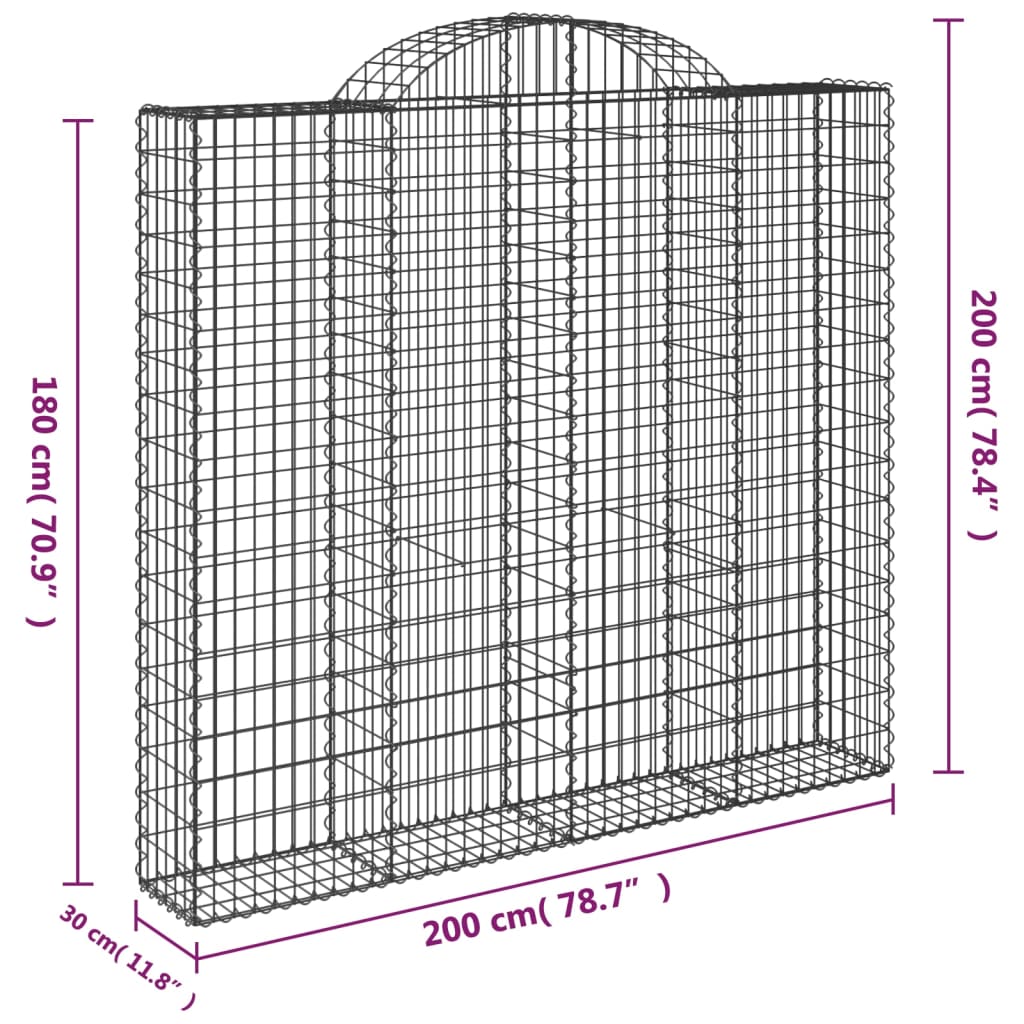 Lučne gabionske košare 4 kom 200x30x180/200cm pocinčano željezo