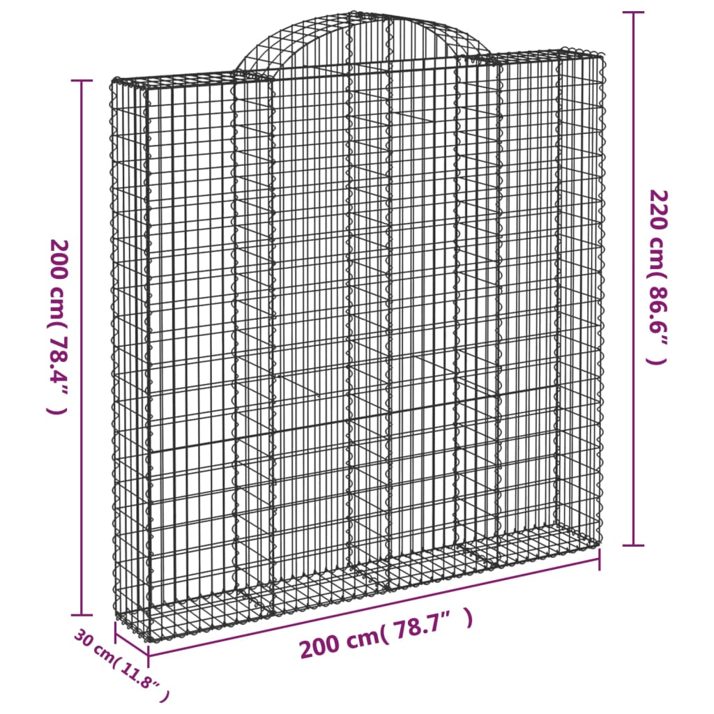 Lučne gabionske košare 2 kom 200x30x200/220cm pocinčano željezo