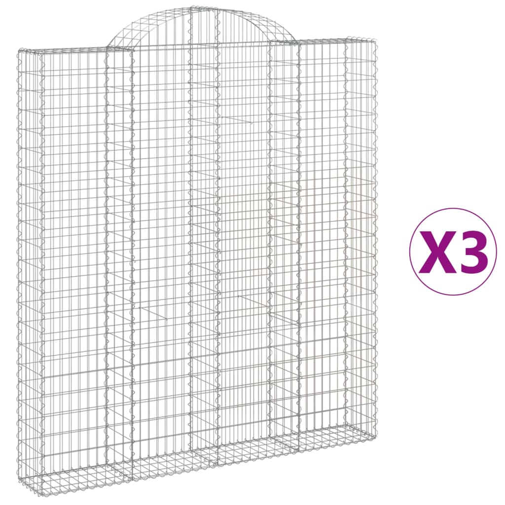 Lučne gabionske košare 3 kom 200x30x220/240cm pocinčano željezo