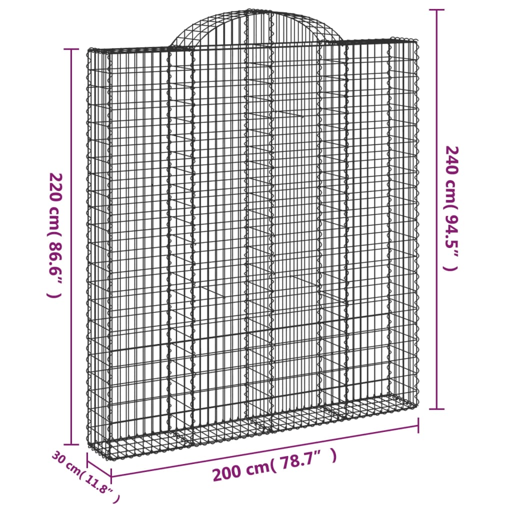 Lučne gabionske košare 8 kom 200x30x220/240cm pocinčano željezo