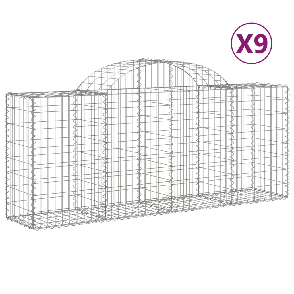 Lučne gabionske košare 9 kom 200x50x80/100 cm pocinčano željezo