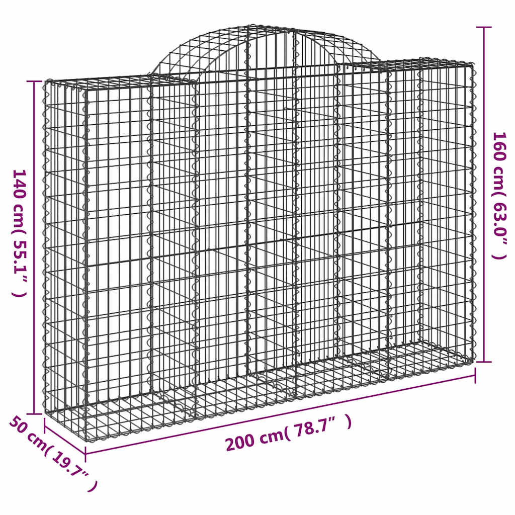 Lučne gabionske košare 5 kom 200x50x140/160cm pocinčano željezo