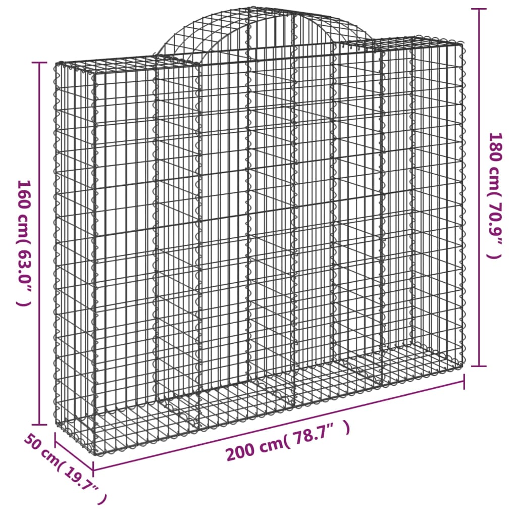 Lučne gabionske košare 12kom 200x50x160/180cm pocinčano željezo