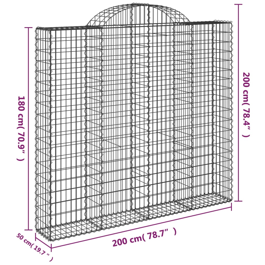 Lučne gabionske košare 4 kom 200x50x180/200cm pocinčano željezo