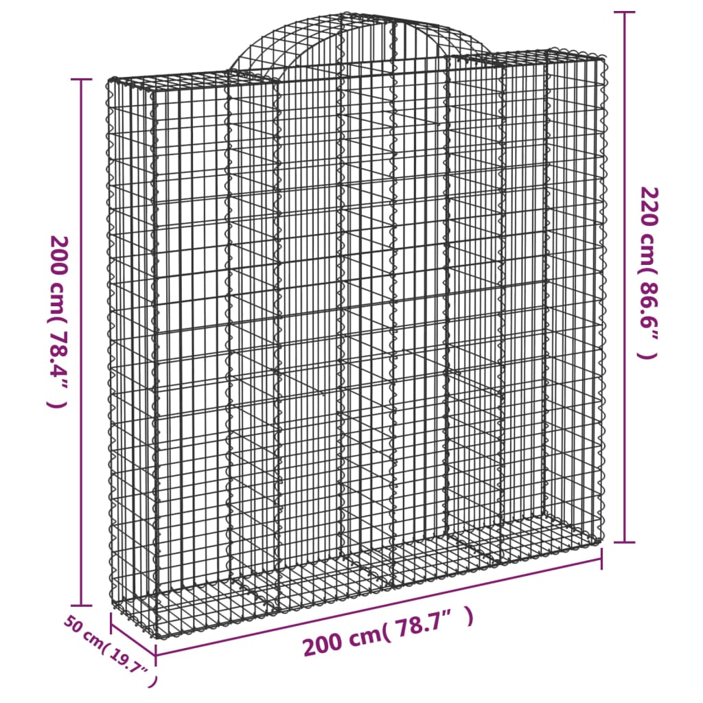 Lučne gabionske košare 6 kom 200x50x200/220cm pocinčano željezo