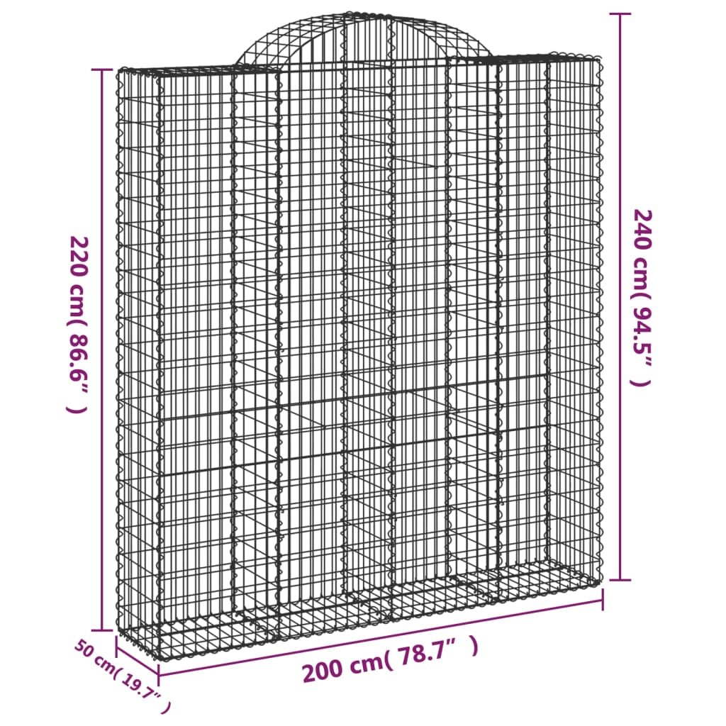 Lučne gabionske košare 12kom 200x50x220/240cm pocinčano željezo