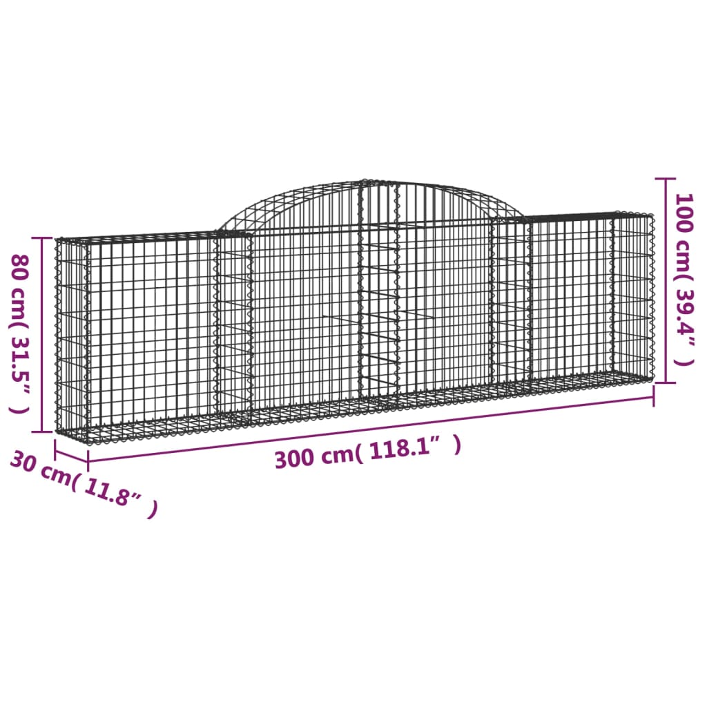Lučne gabionske košare 10 kom 300x30x80/100cm pocinčano željezo