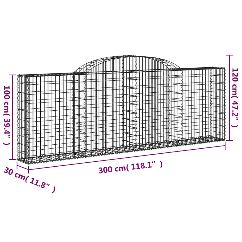 Lučne gabionske košare 8 kom 300x30x100/120cm pocinčano željezo