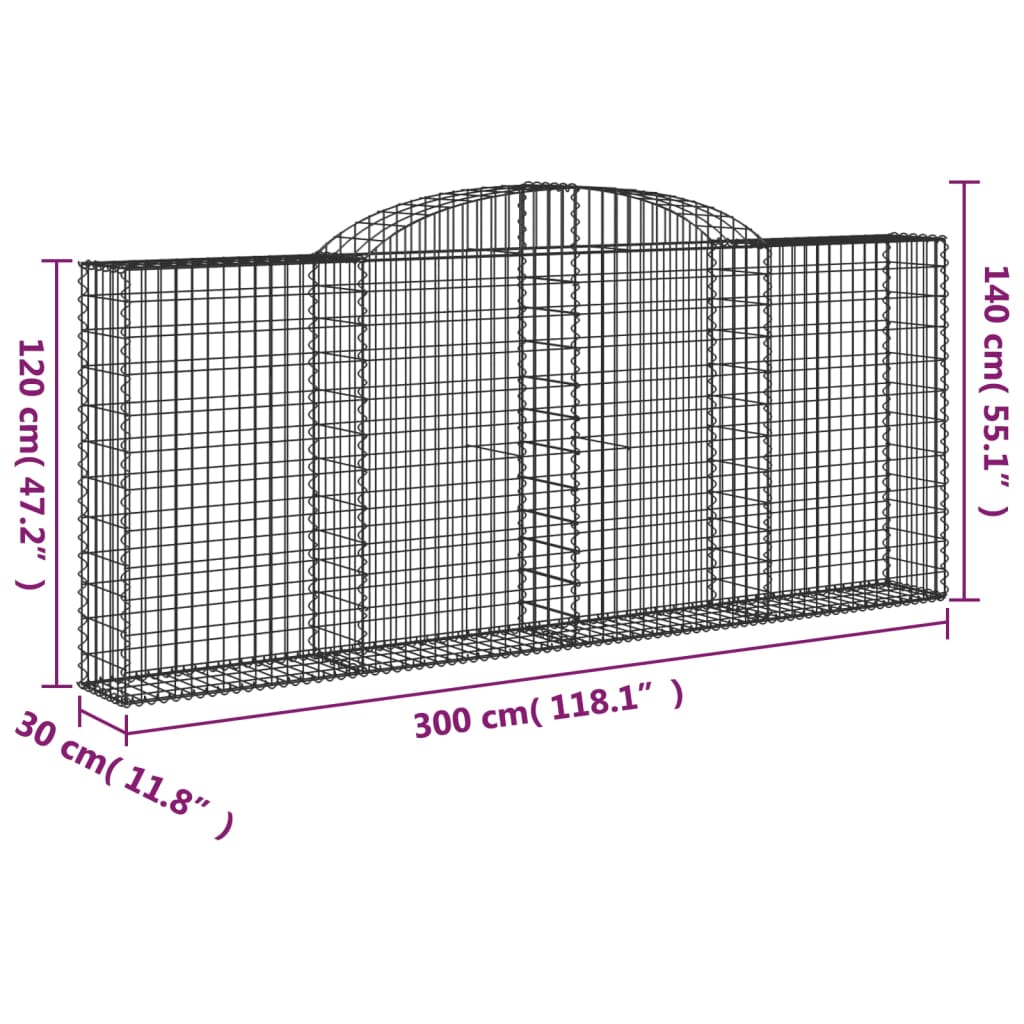 Lučne gabionske košare 15kom 300x30x120/140cm pocinčano željezo