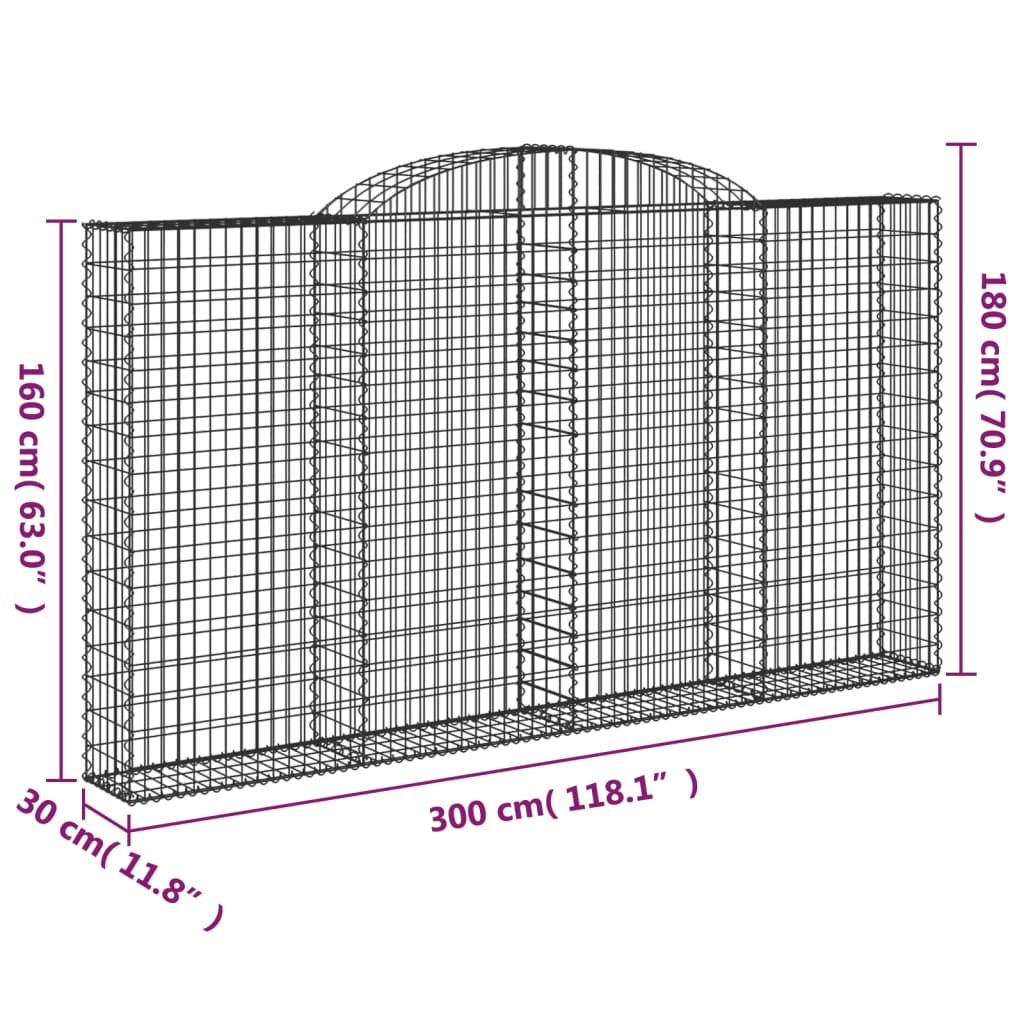 Lučne gabionske košare 2 kom 300x30x160/180cm pocinčano željezo