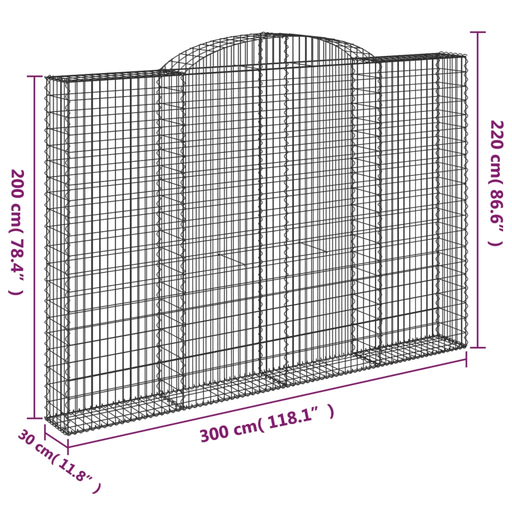 Lučne gabionske košare 2 kom 300x30x200/220cm pocinčano željezo