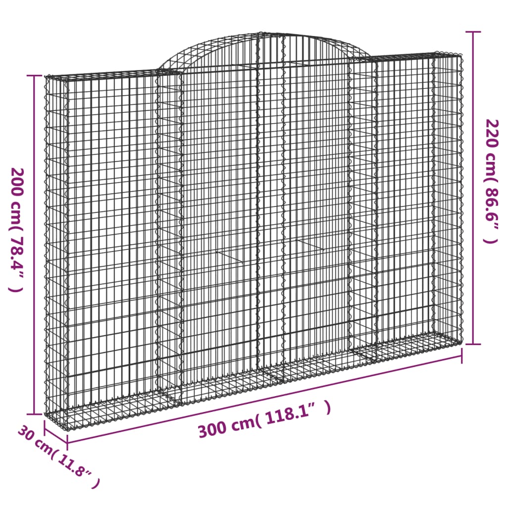 Lučne gabionske košare 3 kom 300x30x200/220cm pocinčano željezo