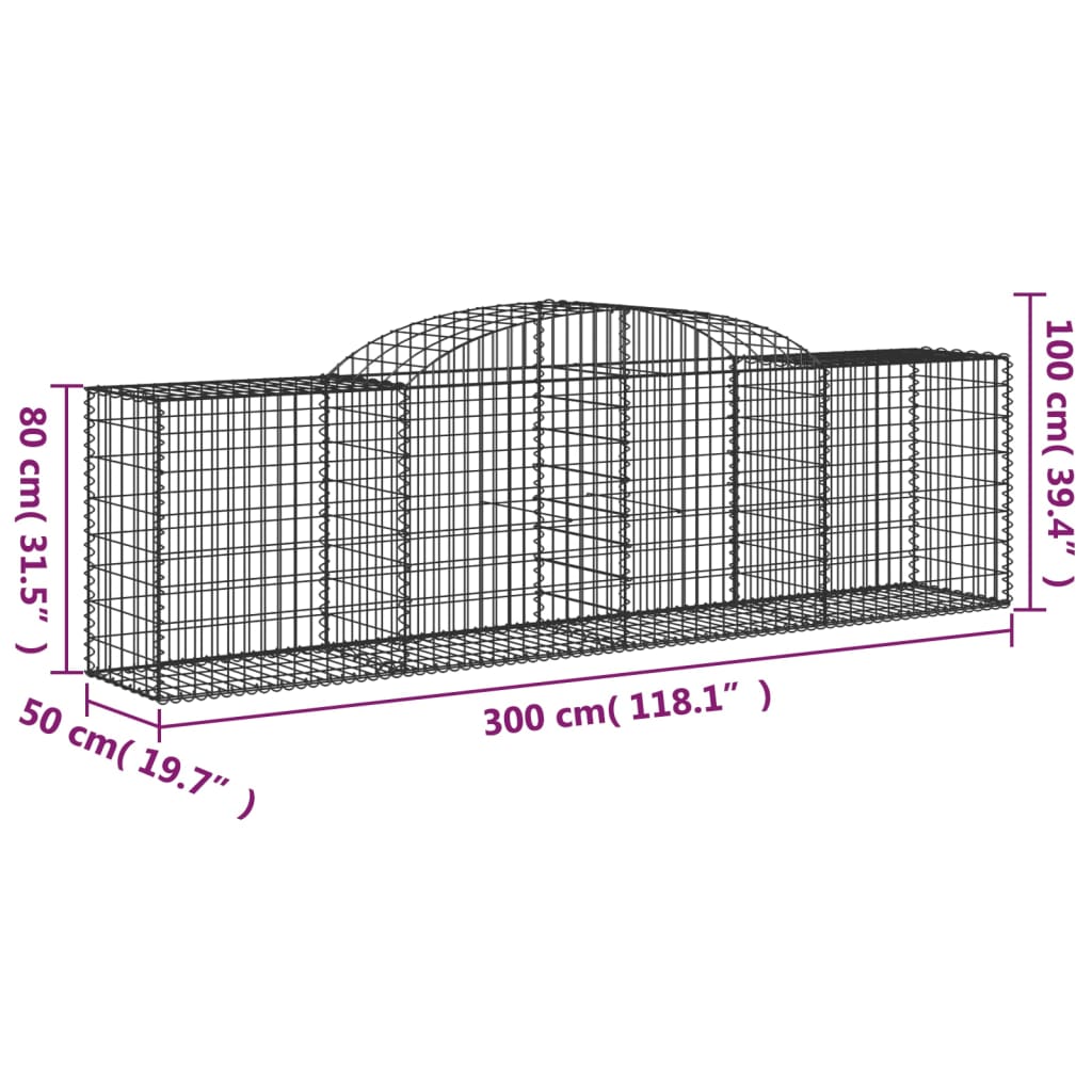 Lučne gabionske košare 10 kom 300x50x80/100cm pocinčano željezo