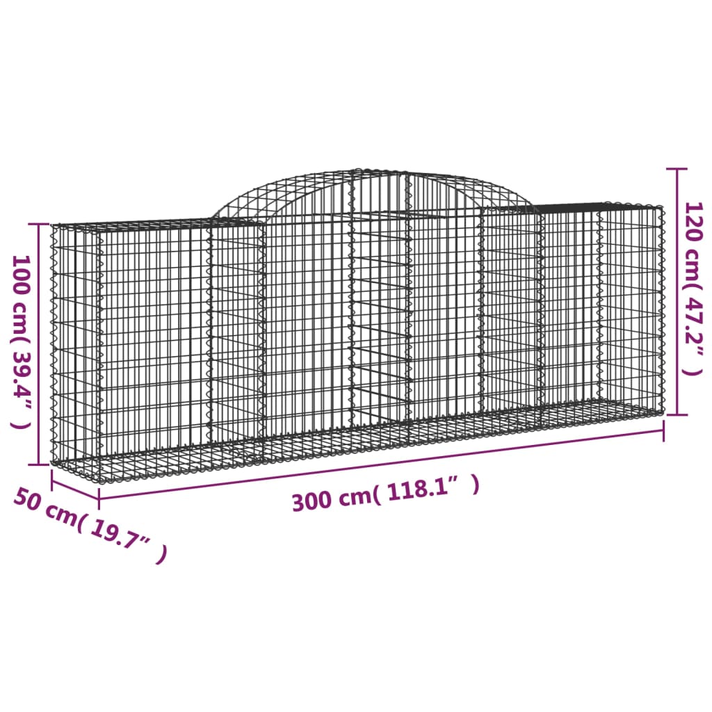 Lučne gabionske košare 7 kom 300x50x100/120cm pocinčano željezo