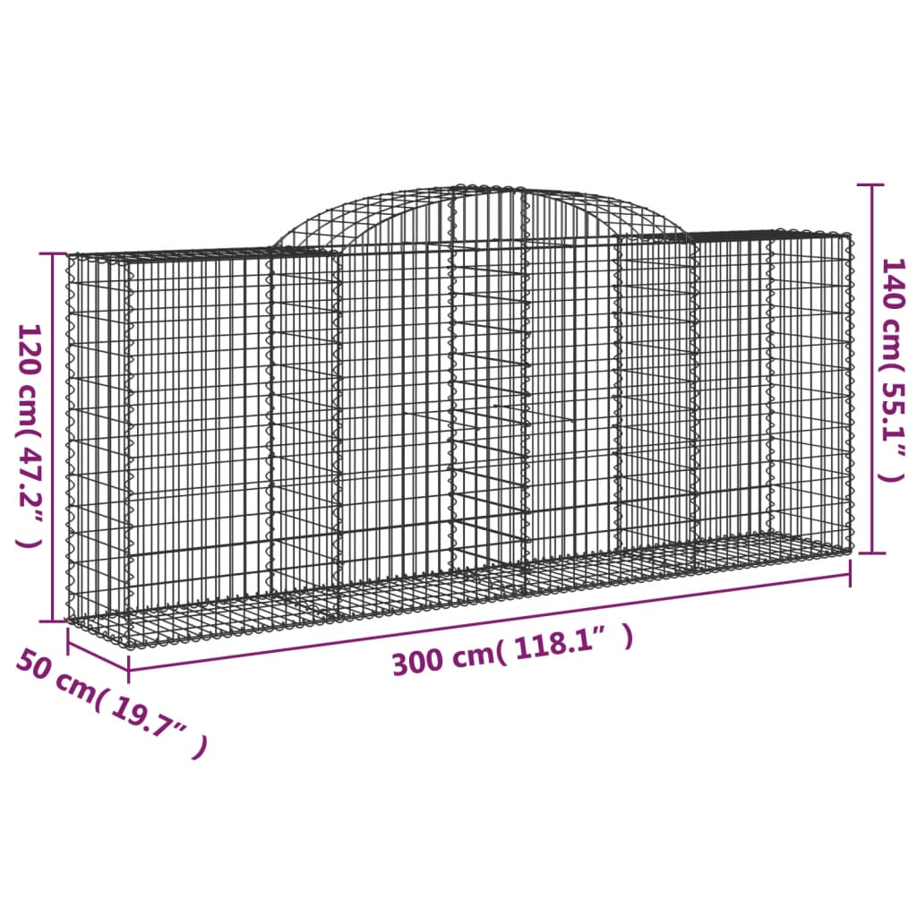 Lučne gabionske košare 8 kom 300x50x120/140cm pocinčano željezo