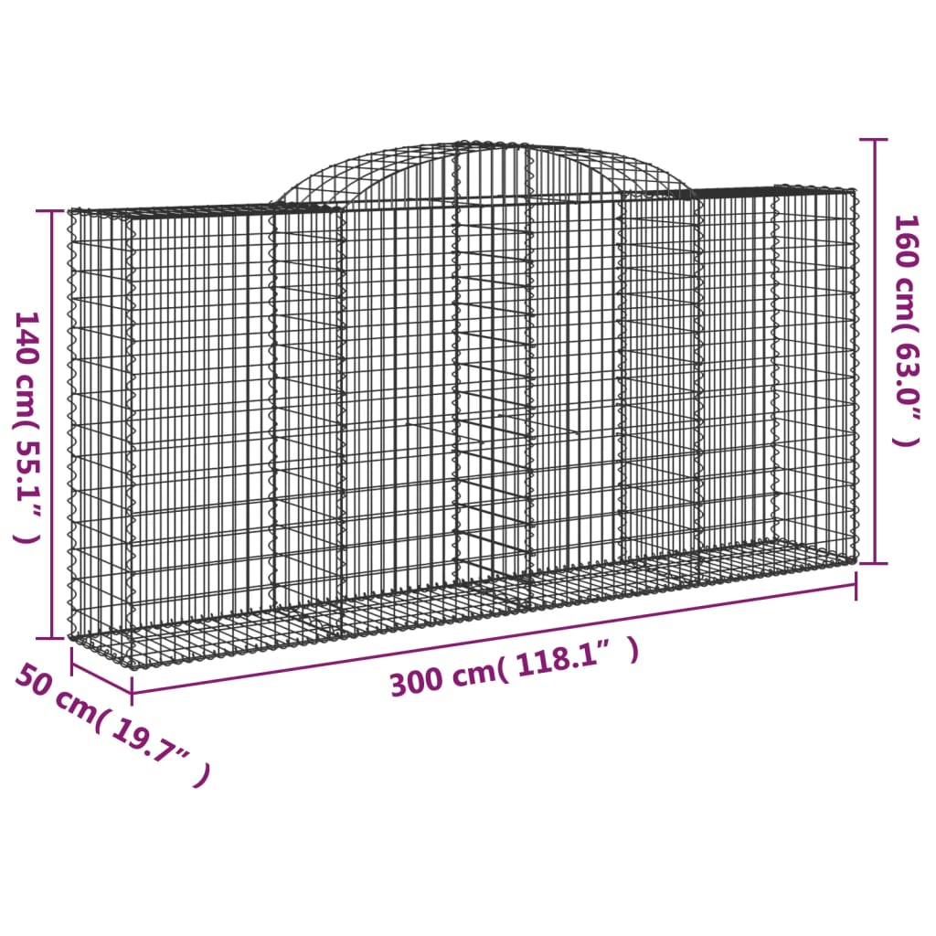 Lučne gabionske košare 20kom 300x50x140/160cm pocinčano željezo