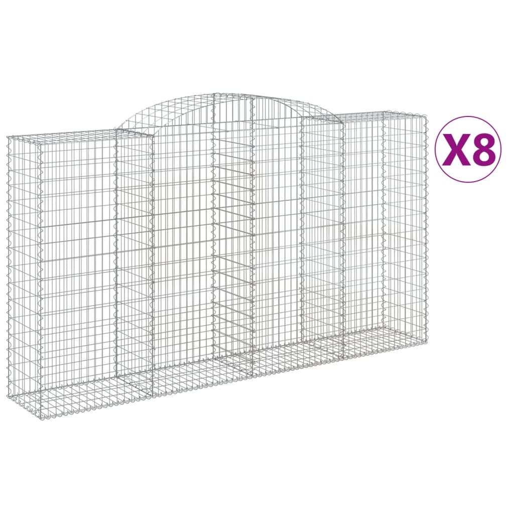 Lučne gabionske košare 8 kom 300x50x160/180cm pocinčano željezo