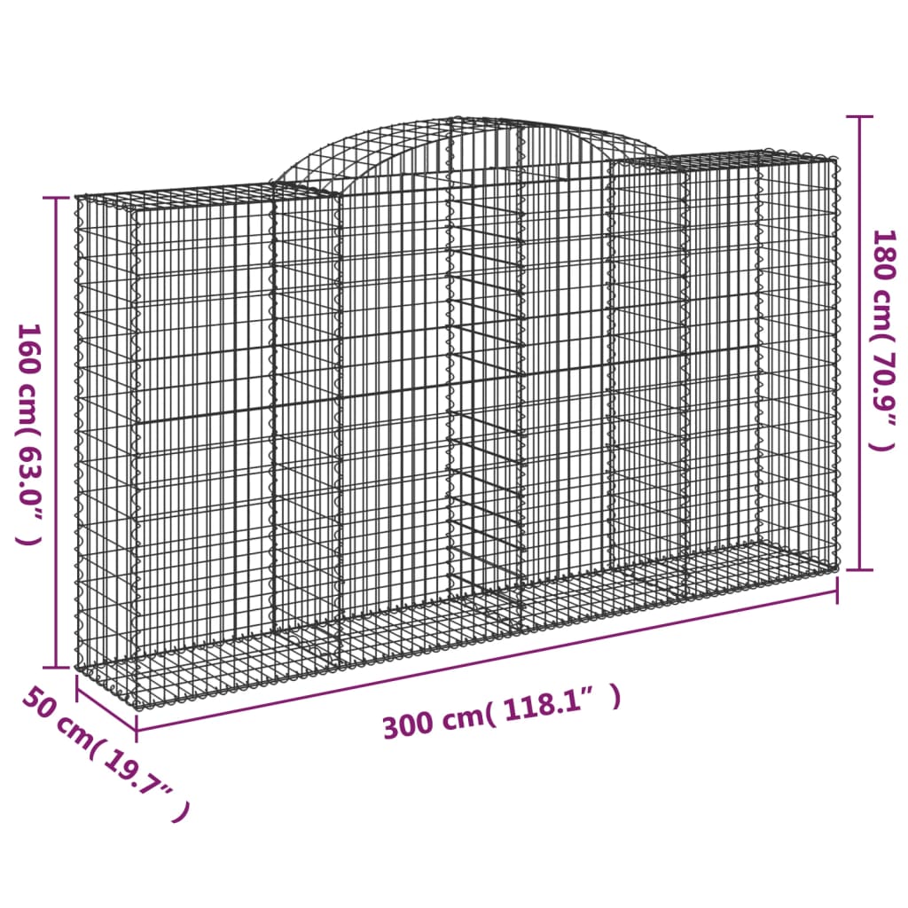 Lučne gabionske košare 9 kom 300x50x160/180cm pocinčano željezo