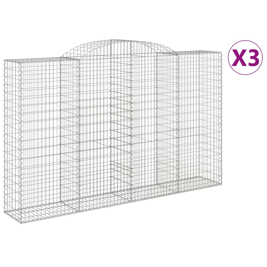 Lučne gabionske košare 3 kom 300x50x180/200cm pocinčano željezo